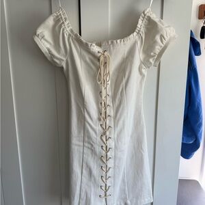 Honey Punch Ivory Lace-Up Top